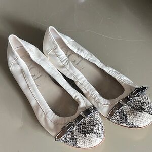 AGL White and Black Snakeskin Flats